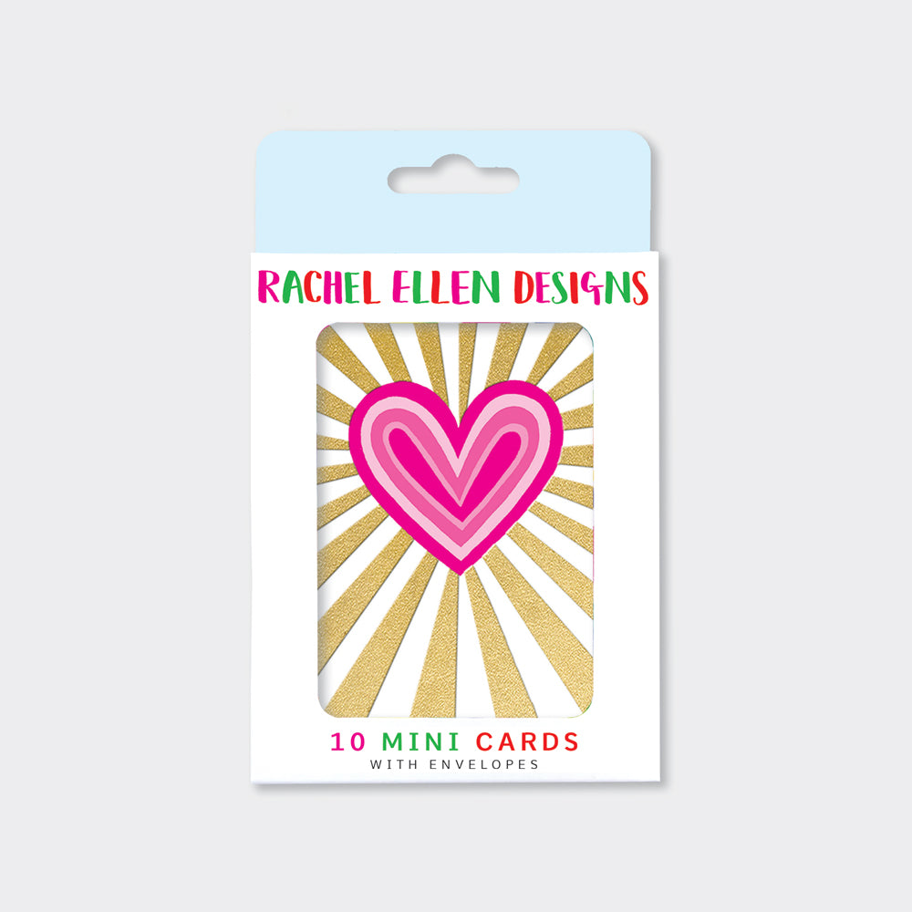 Foiled Pack of notecards - Neon heart/blank