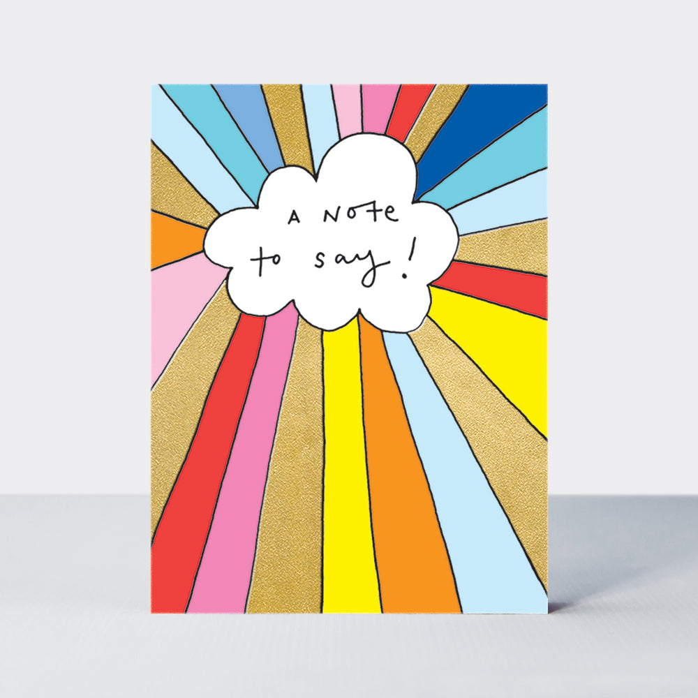 Pack of 10 Foiled Notecards - A Note To Say/Cloud & Rainbow