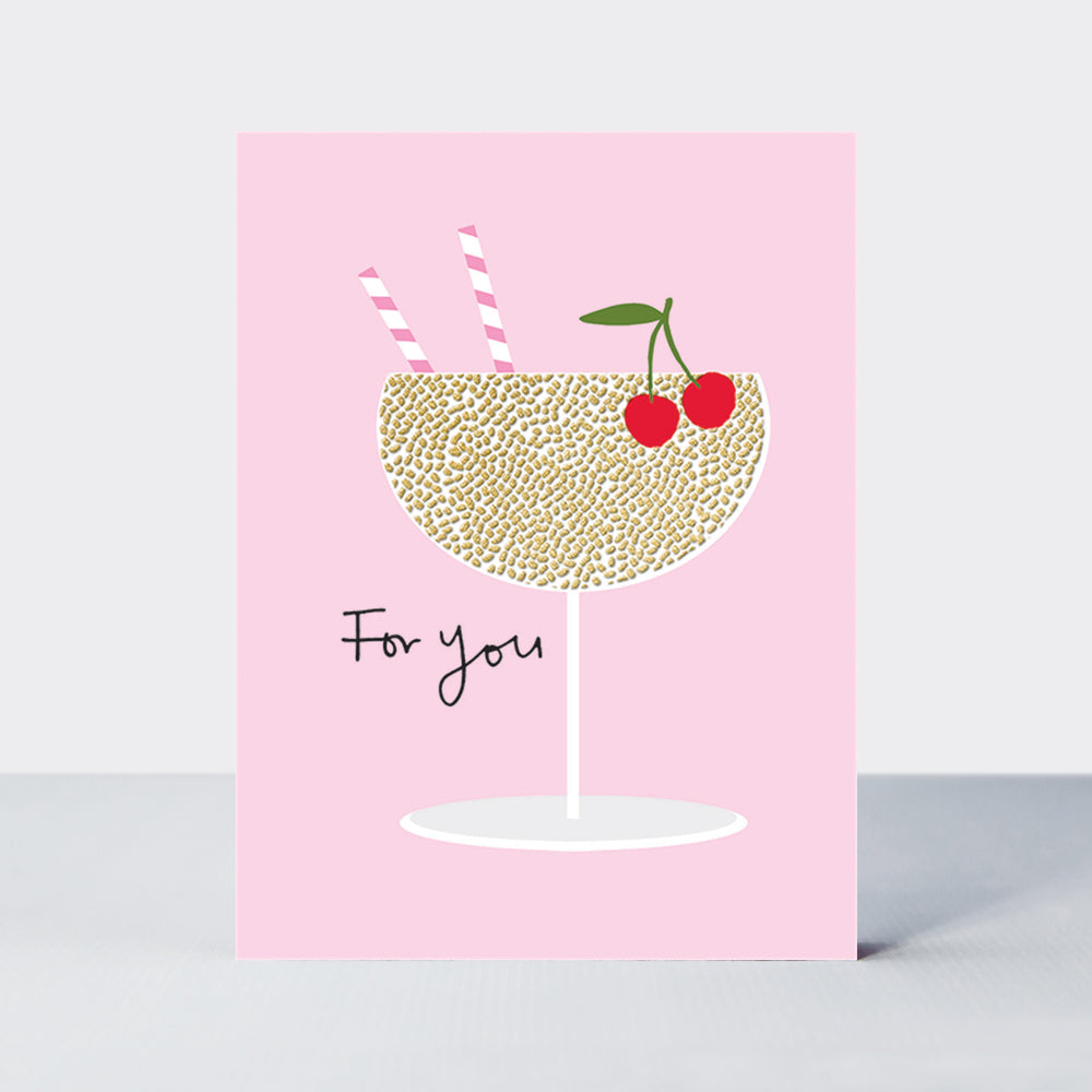 Pack of 10 Foiled Notecards - For You/Cocktail