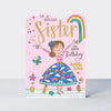 Fred & Ginger - Special Sister Girl In Rainbow Skirt  - Birthday Card