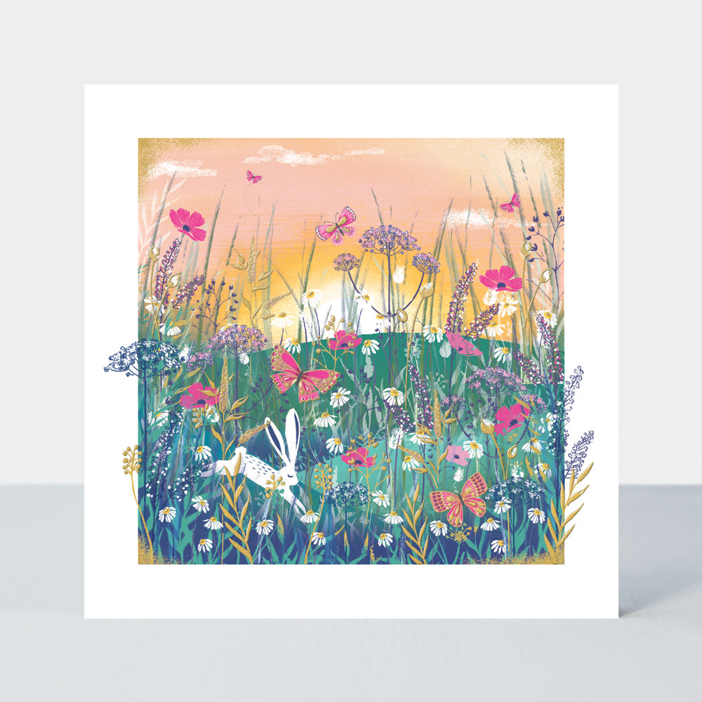 Gallery - Rabbit & Wild flowers - Blank Greetings Card