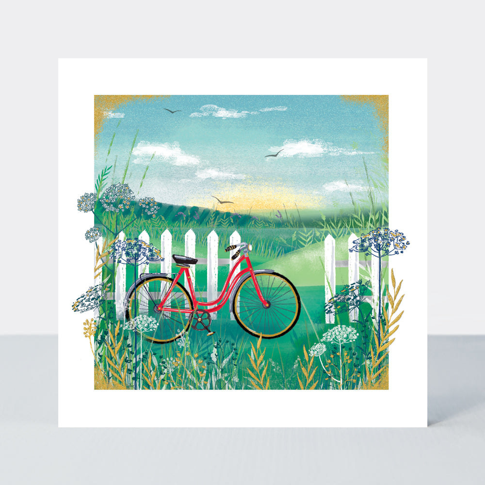 Gallery - Bike On Fence  - Blank Greetings Card