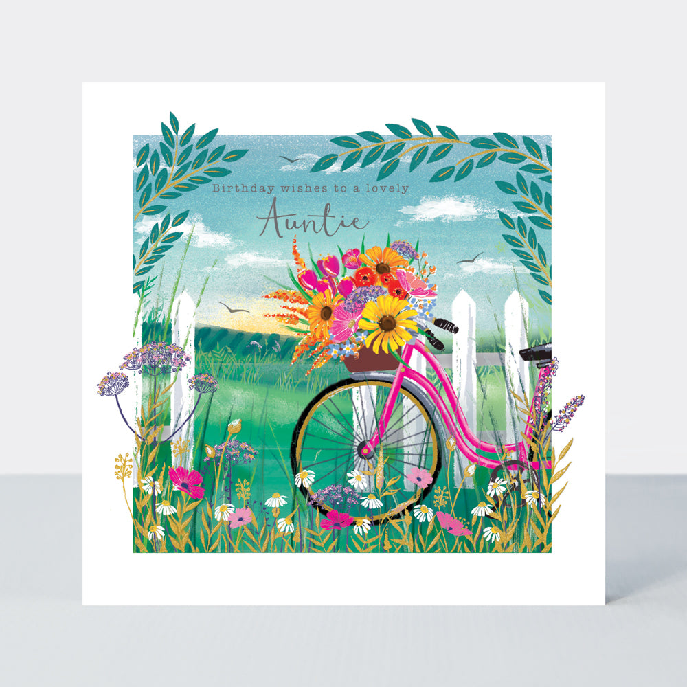 Gallery - Auntie Birthday Bike & Flowers - Birthday Card