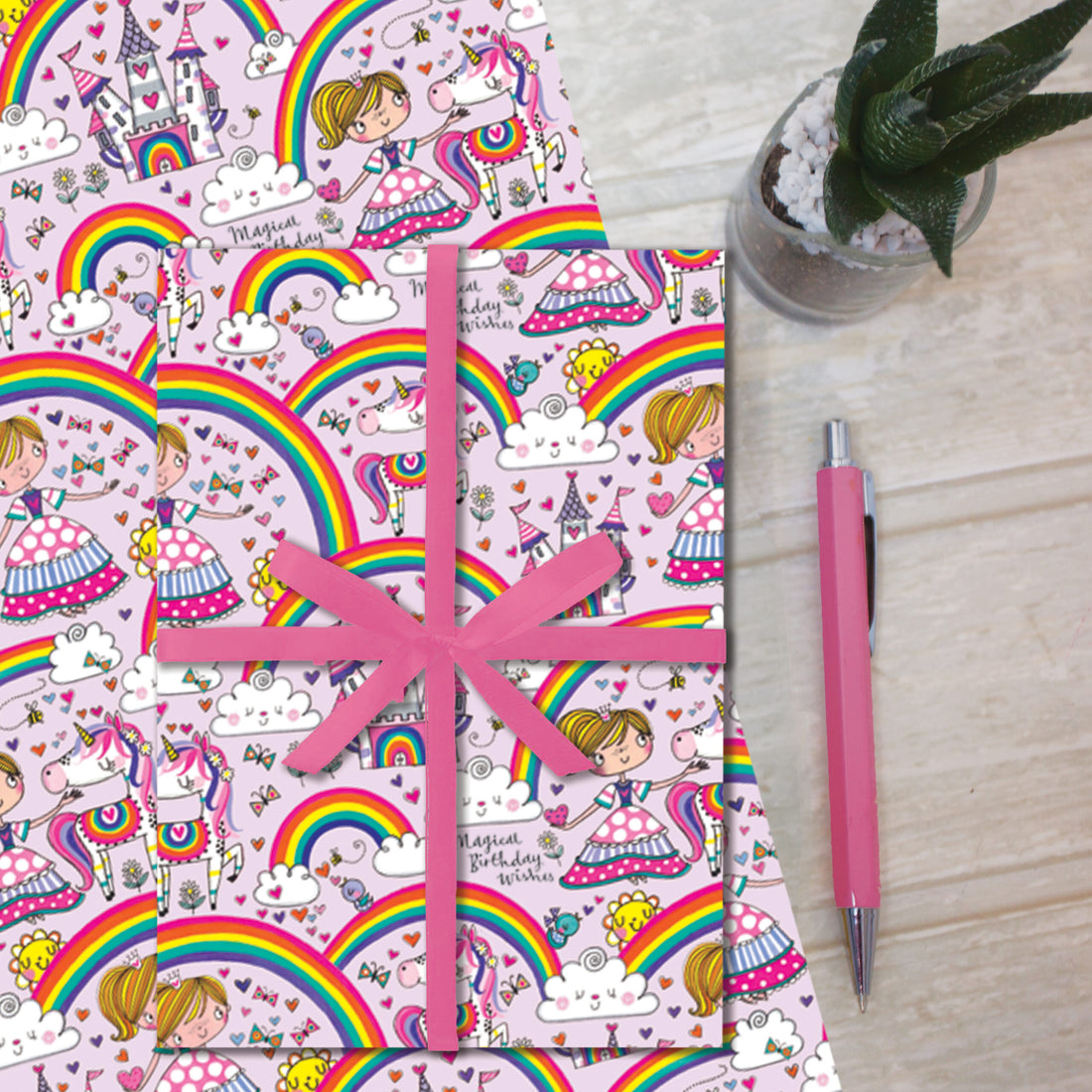 Gift Wrap Sheet - Princess & Rainbows