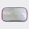 Large Glitter Pencil Case - Silver 'Girl Power' Flower & Hearts