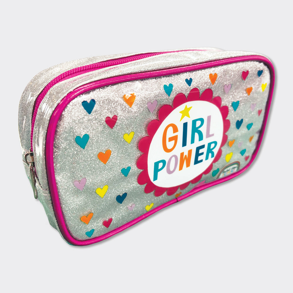 Large Glitter Pencil Case - Silver &