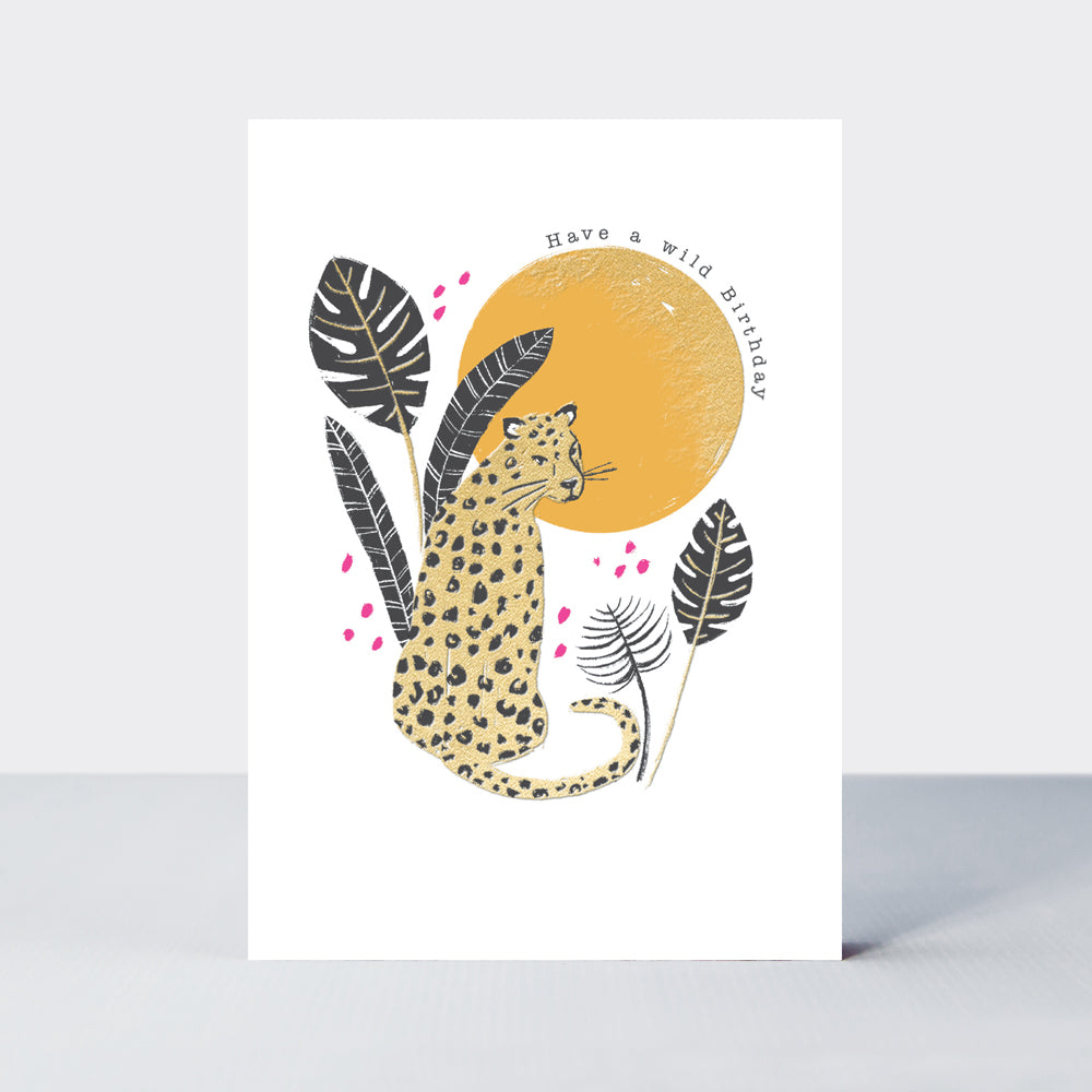 Flamingo - Birthday Leopard & Sun - Birthday Card