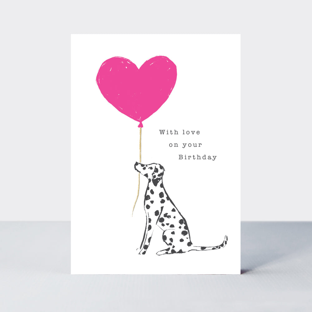 Flamingo - Birthday Dalmatian & Balloon - Birthday Card