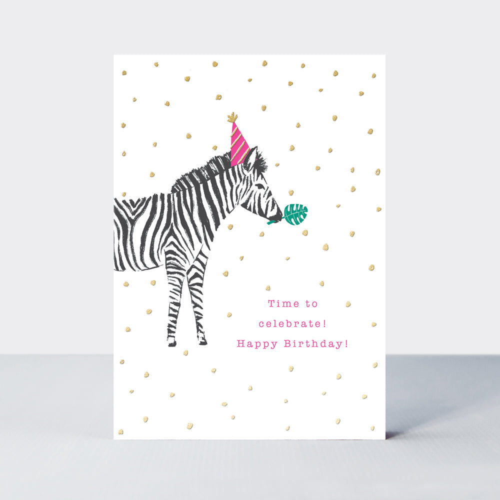 Flamingo - Birthday Party Zebra - Birthday Card