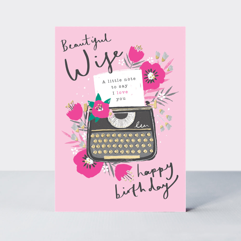 Flamingo - Wife Birthday Typewriter - Birthday Card