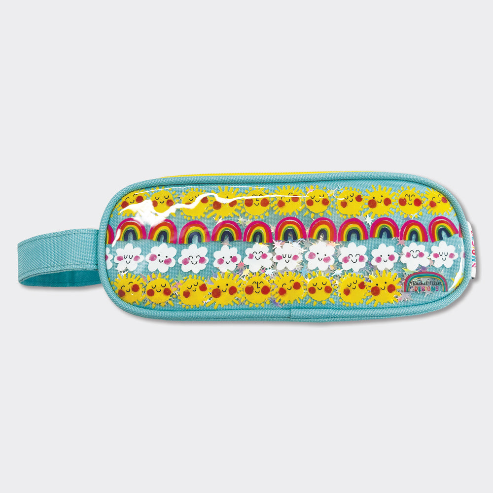 Glitter Double Zip Pencil Case With Handle - Sunny Days