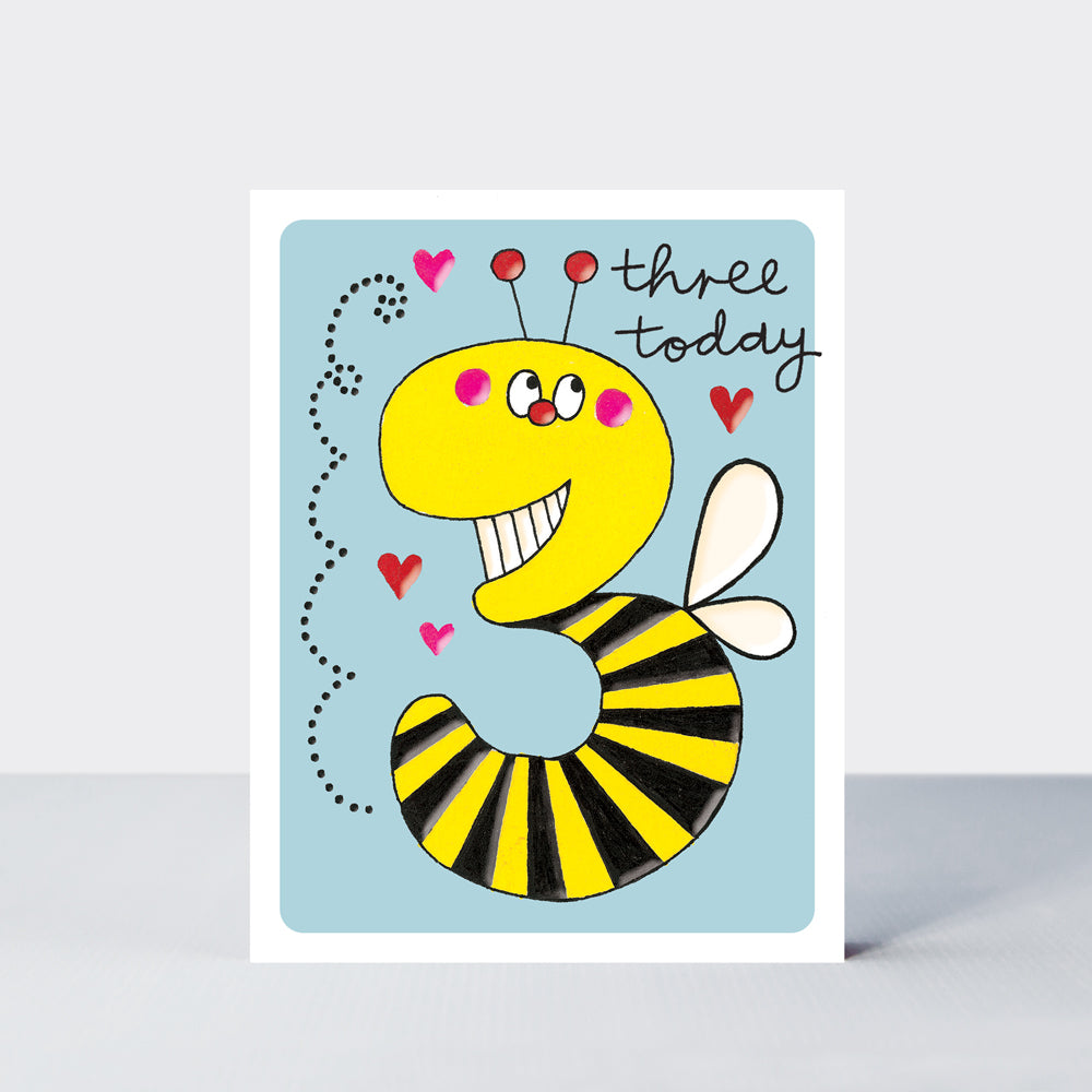 Hey! Age 3 Birthday card - Bee