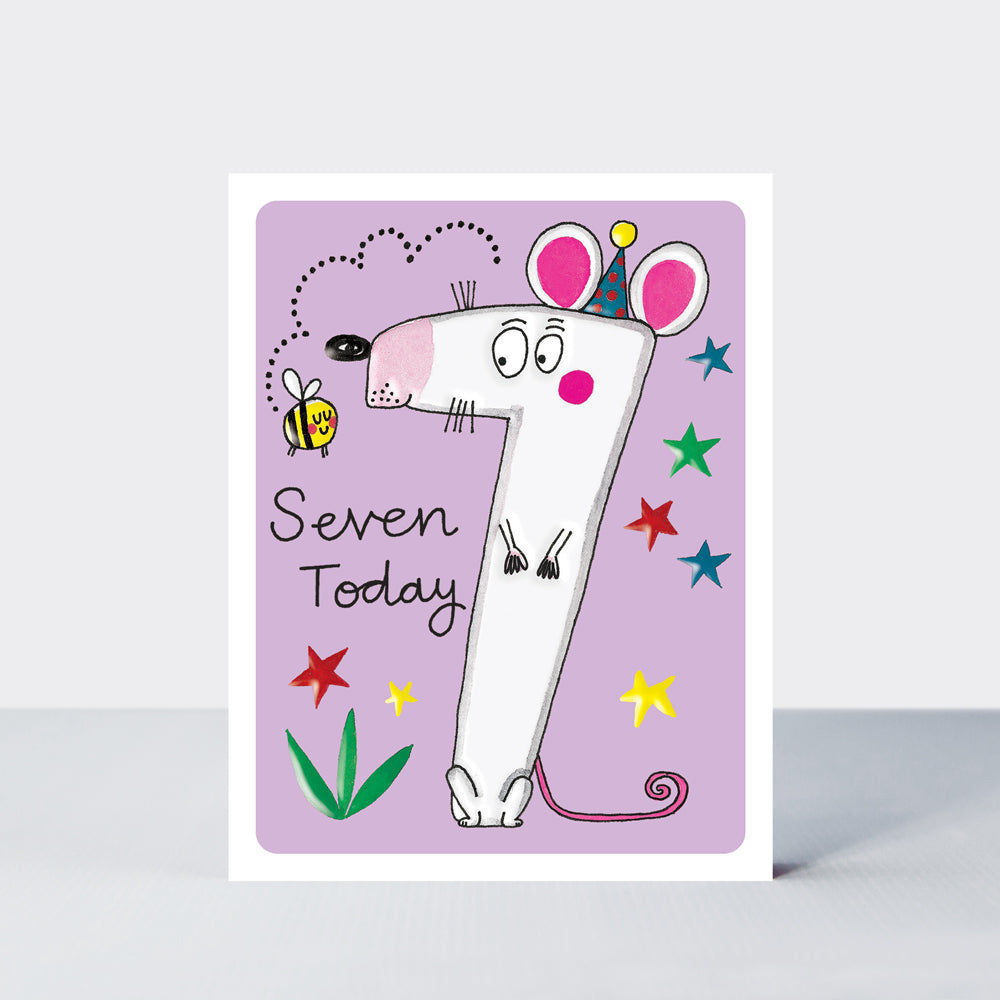 Hey! Age 7 Birthday card - Mouse