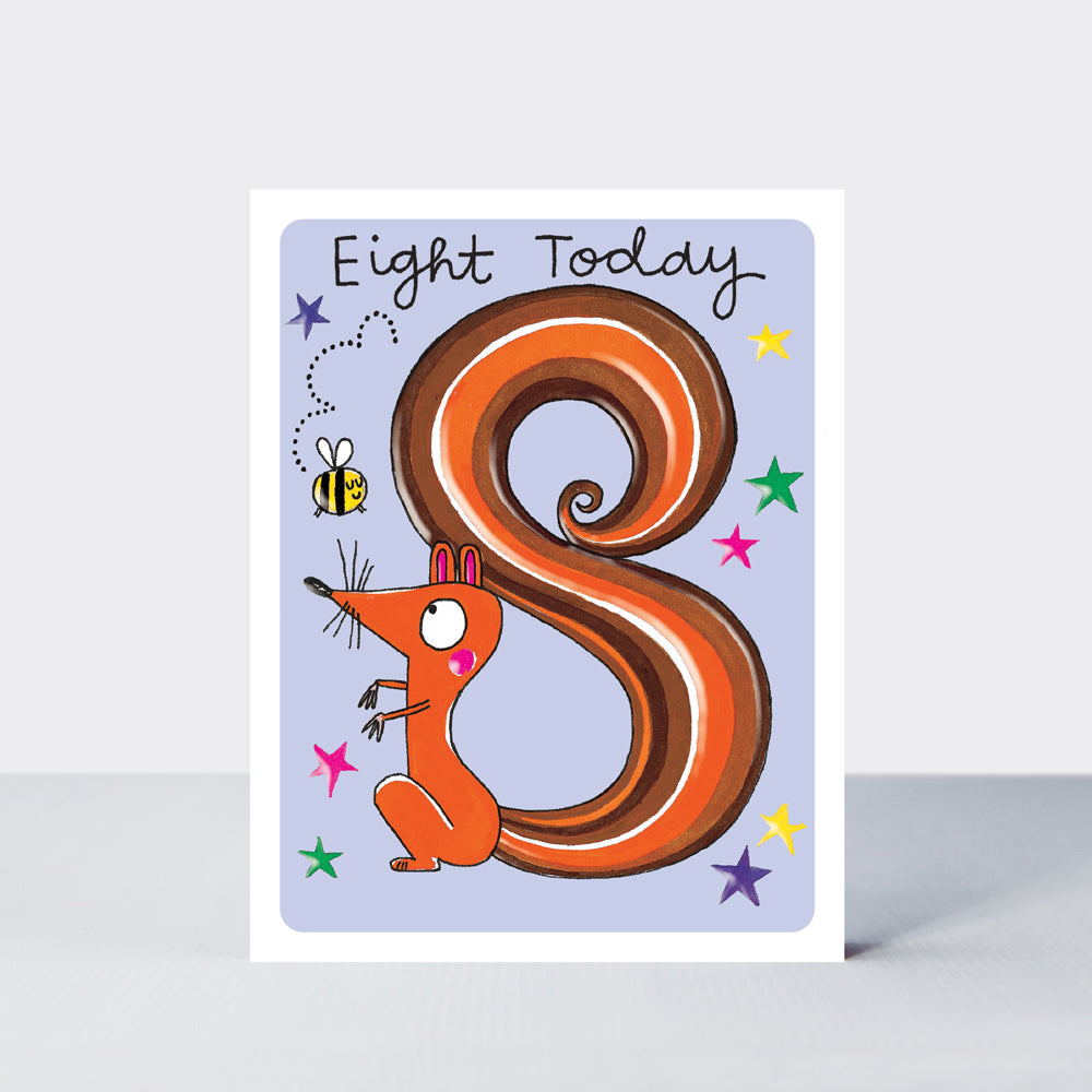 Hey! Age 8 Birthday card - Squirrel
