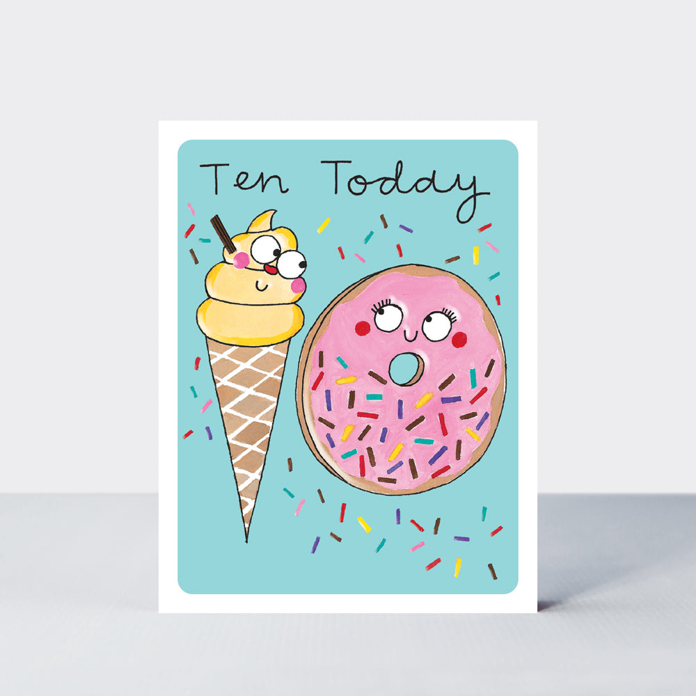Hey! Age 10 Birthday card - Ice Cream & Donut
