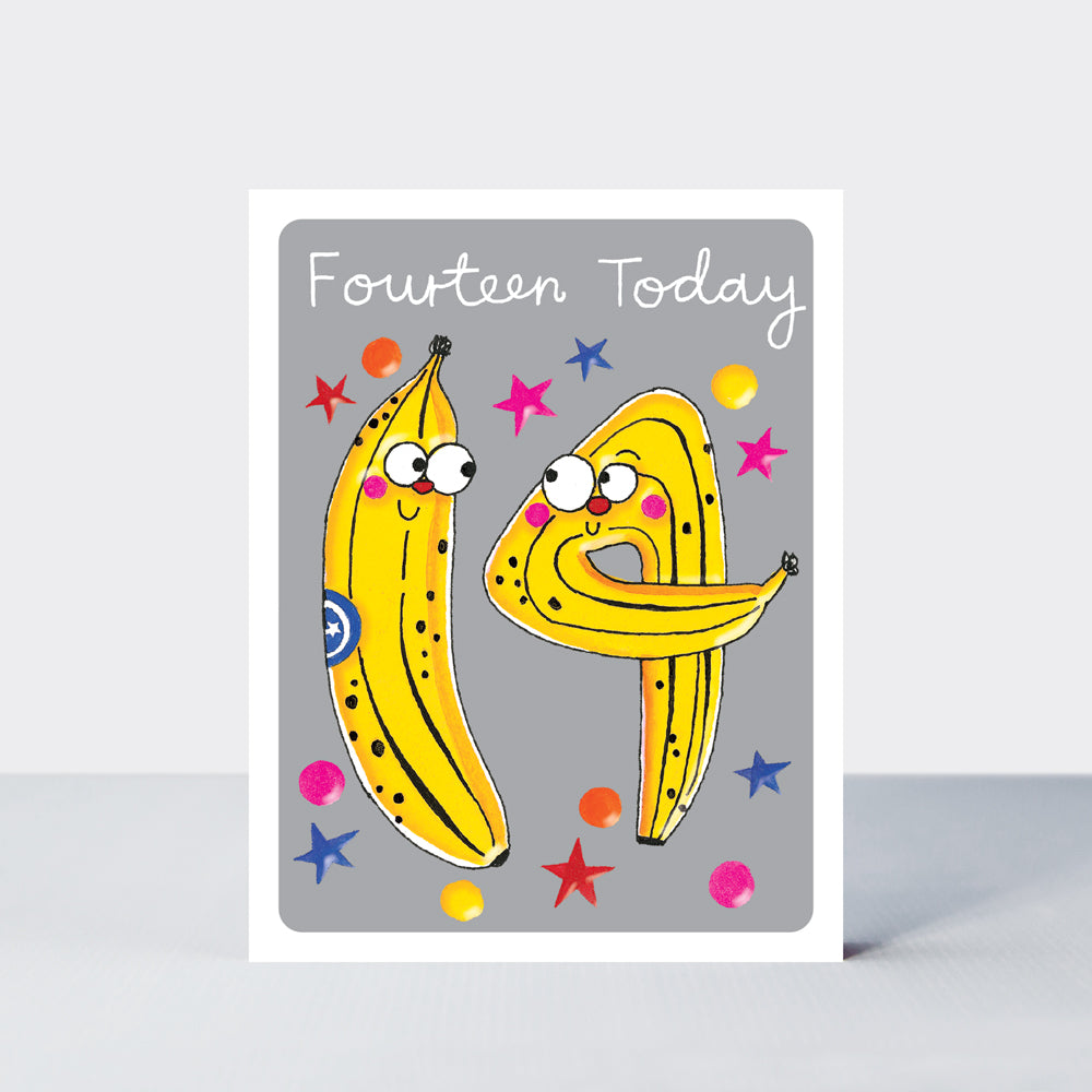 Hey! Age 14 Birthday card - Bananas