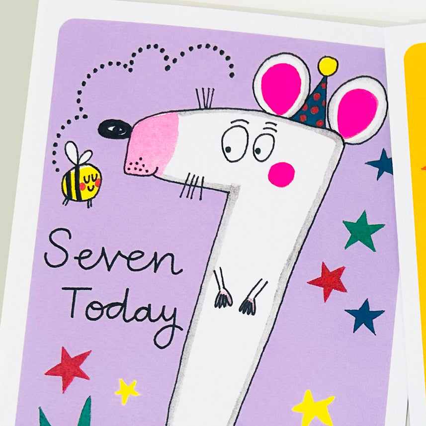 Hey! Age 7 Birthday card - Mouse