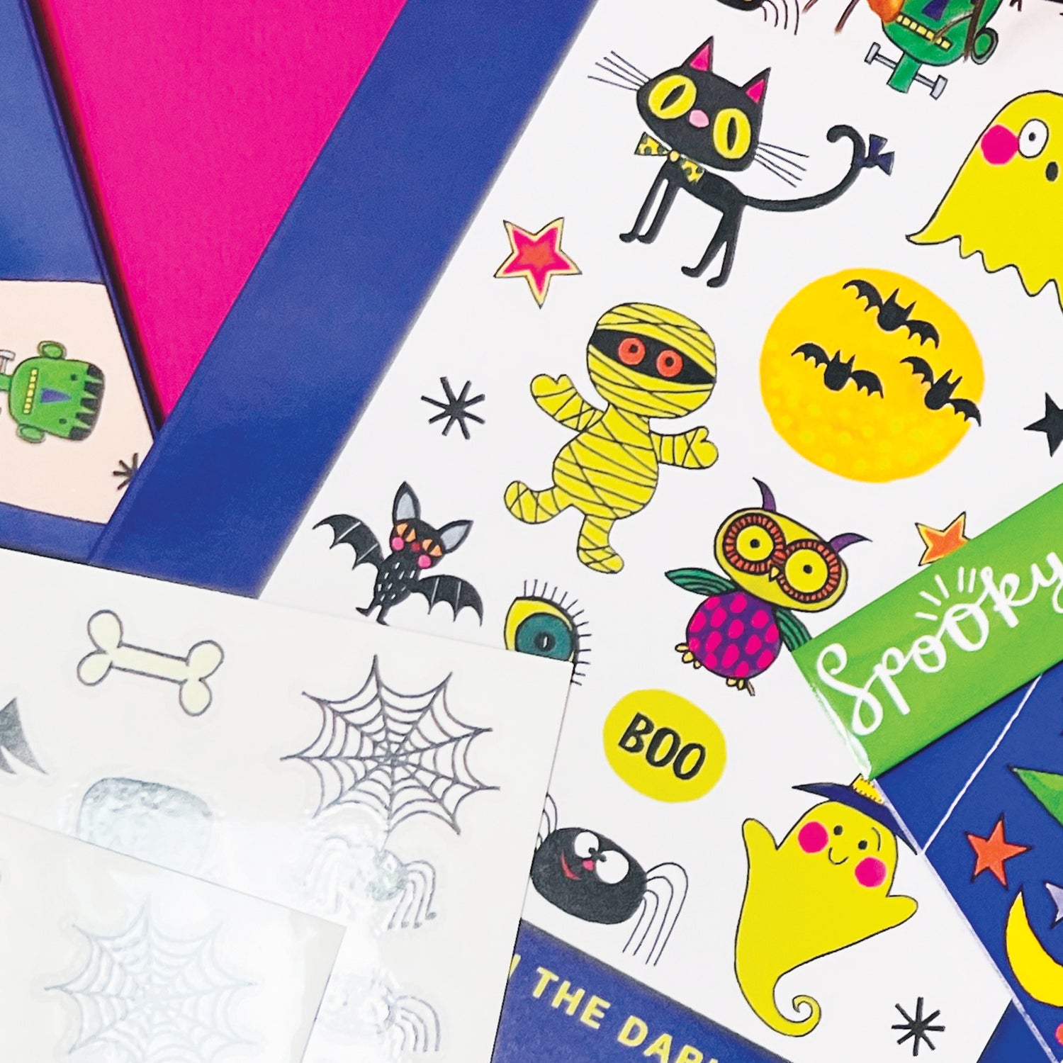 Sheets of glow in the dark Halloween temporary tattoos