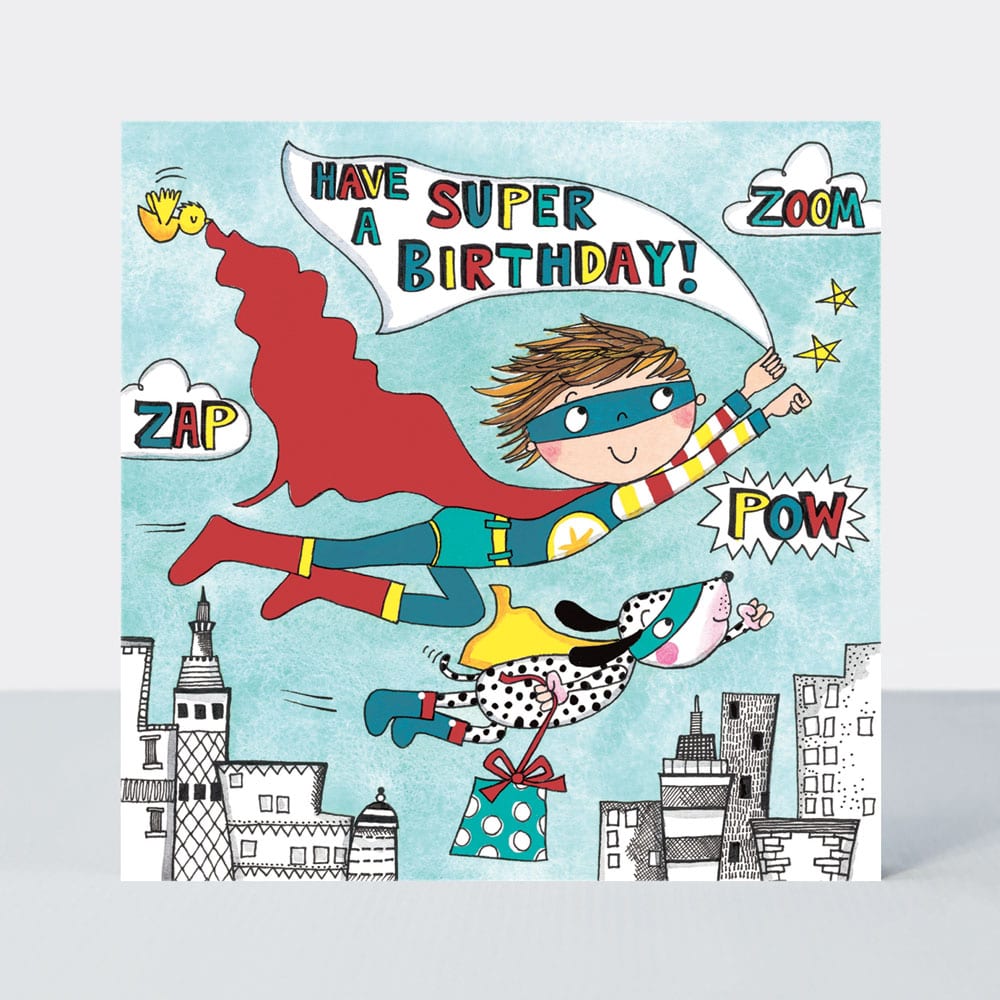 Jigsaw Card - Super Hero & Dog - Birthday Card