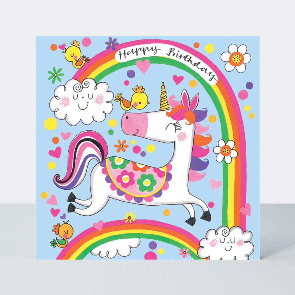 Jigsaw Card - Happy Birthday Unicorn & Rainbows  - Birthday Card