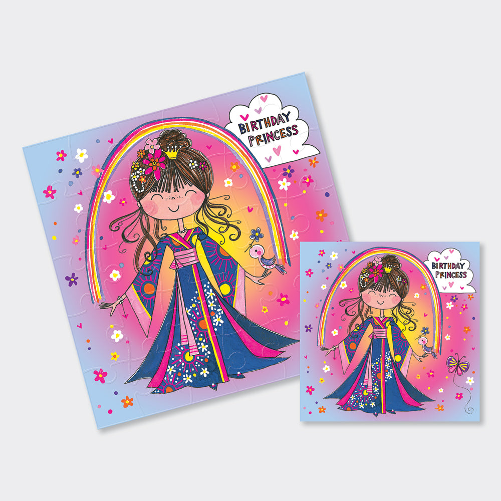 Jigsaw card - Birthday Wishes - Cherry Blossom Princess - Birthday Card