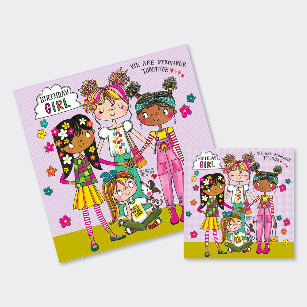 Jigsaw card - Birthday Girl Girl Power - Birthday Card