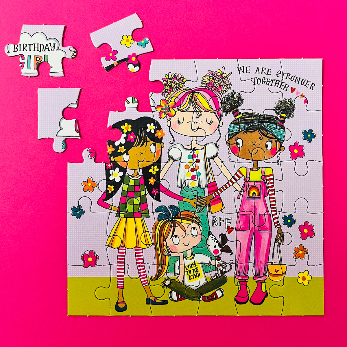 Jigsaw card - Birthday Girl Girl Power - Birthday Card