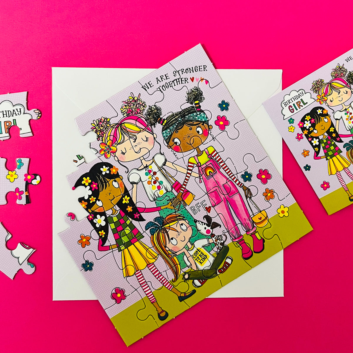 Jigsaw card - Birthday Girl Girl Power - Birthday Card