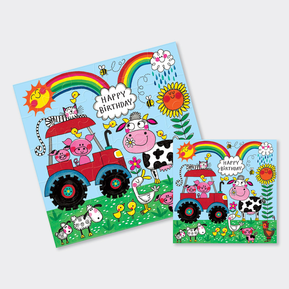 Jigsaw card - Happy Birthday - Farmyard - Birthday Card