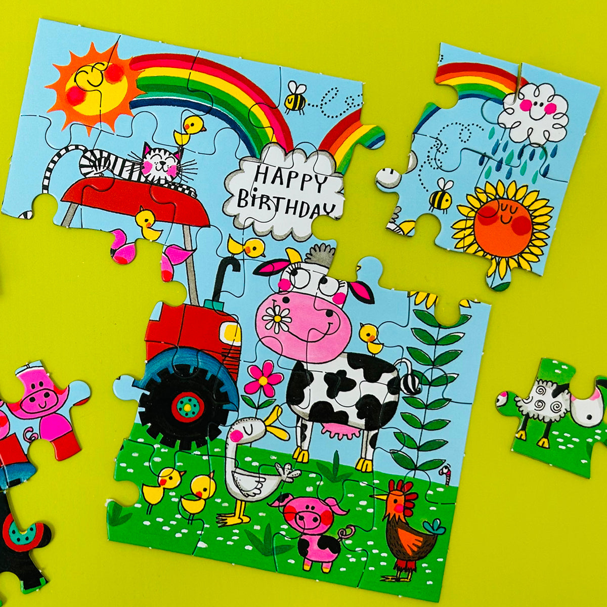 Jigsaw card - Happy Birthday - Farmyard  - Birthday Card