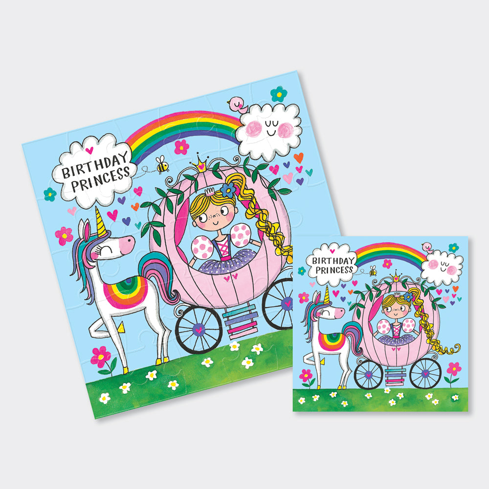 Jigsaw Card - Birthday Princess in Carriage - Birthday Card