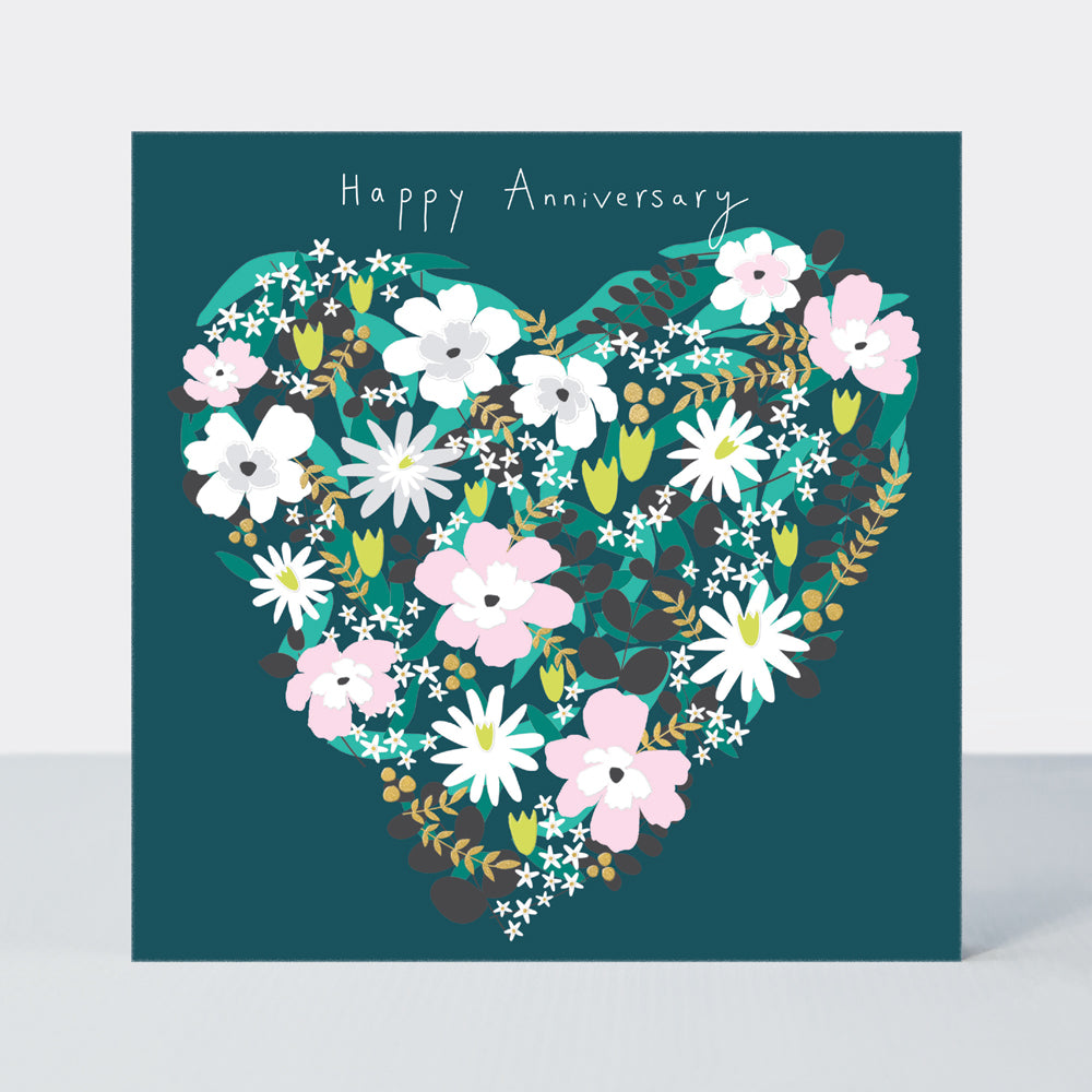 Mika - Happy Anniversary Card/Blue Floral Heart