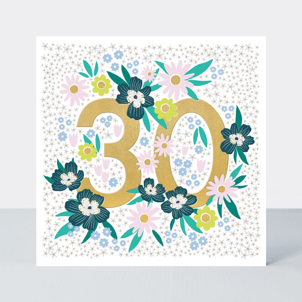 Mika - Floral 30th - Birthday Card