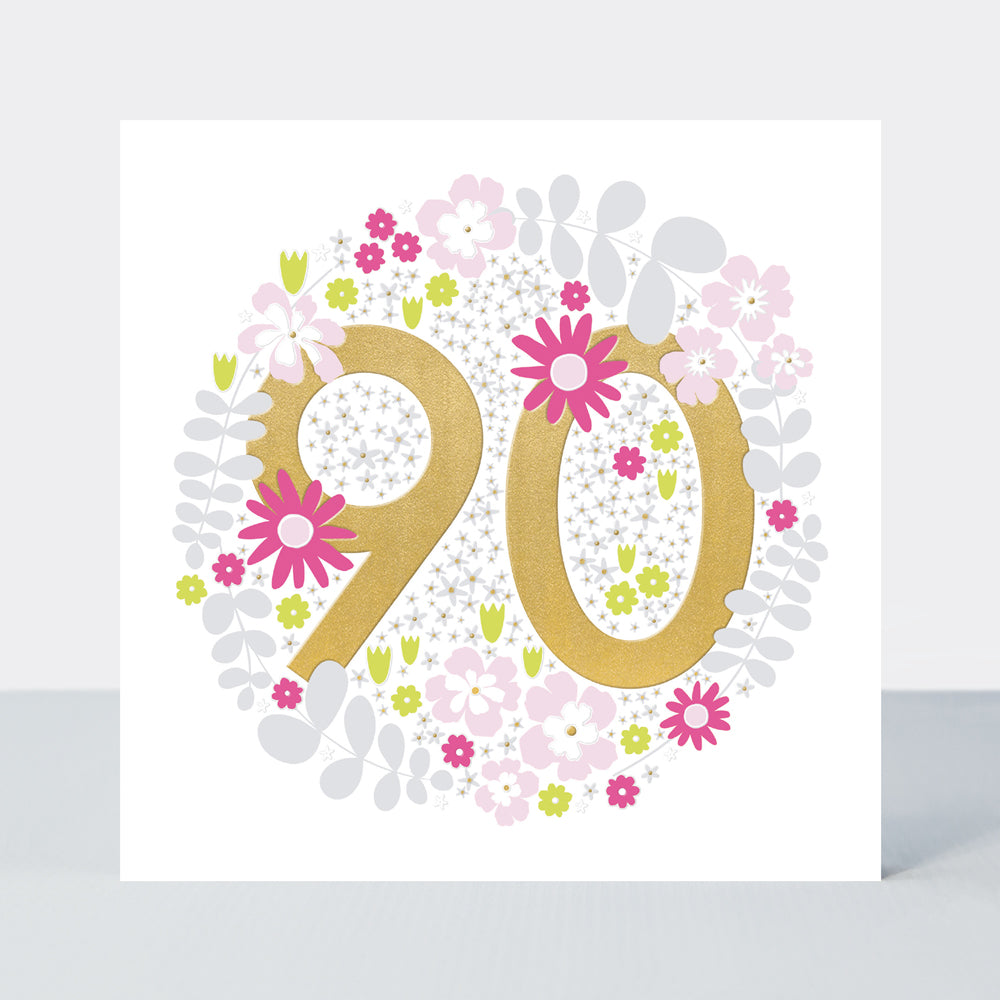Mika - Floral 90th - Birthday Card