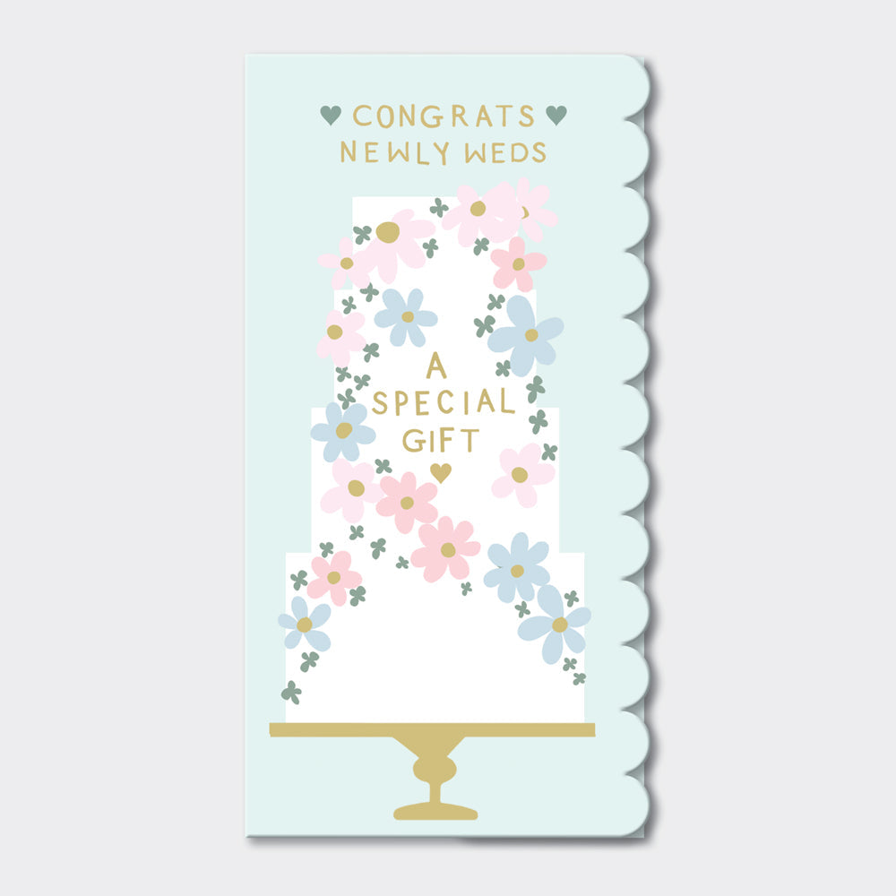 Money Wallet Card - Floral Wedding Cake/Congrats Newlyweds/Special Gift