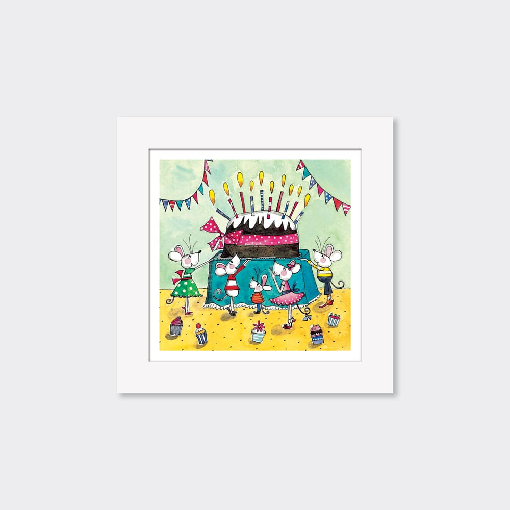 Mounted Limited Edition Print Mice and Cake