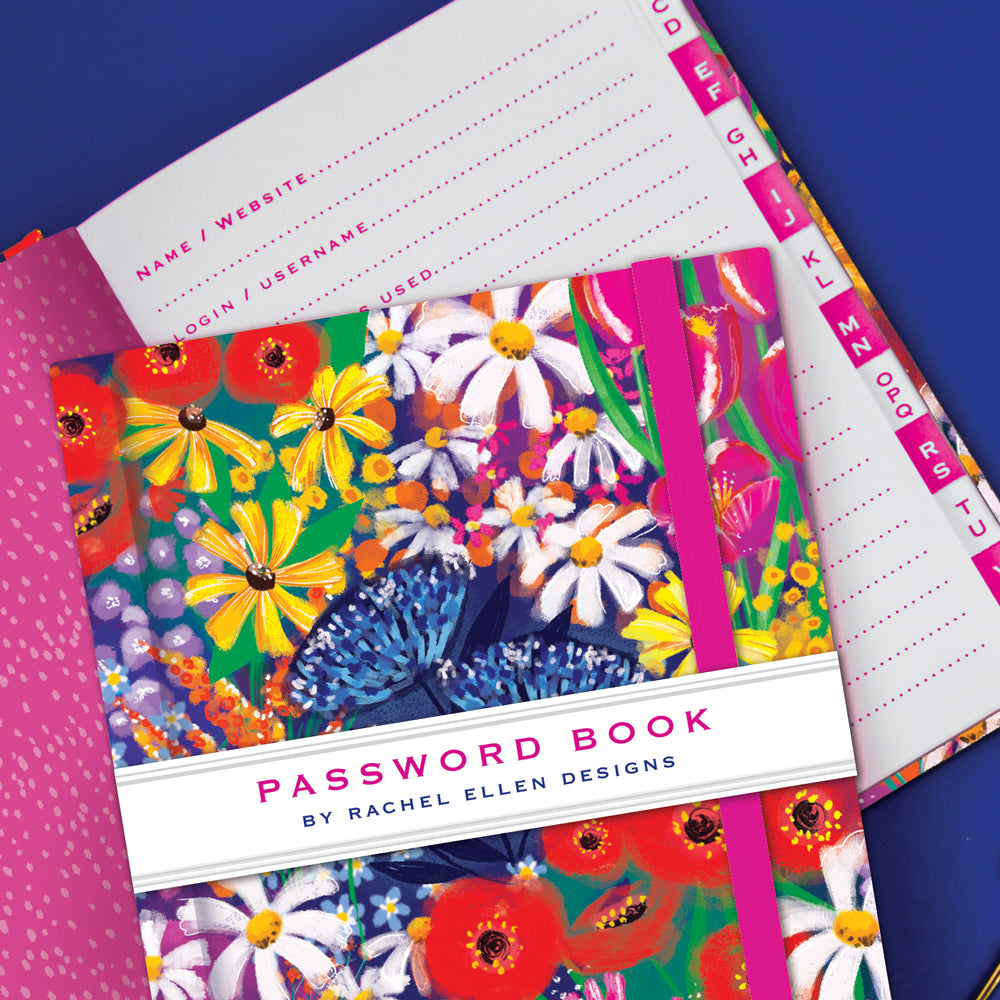 Inside view of alphabetical Password Organiser showing A-Z tabbed sections