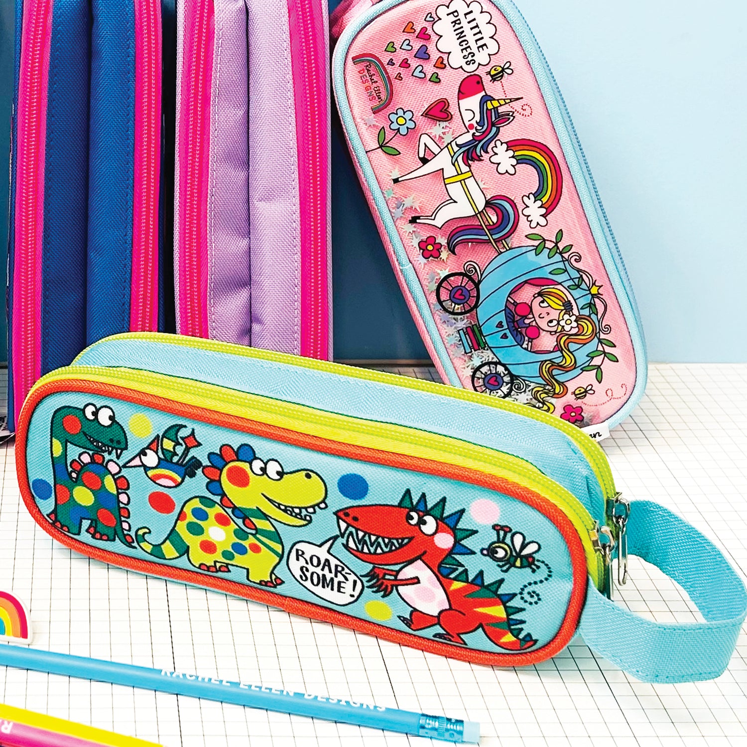 Double Zip Pencil Case With Handle - &