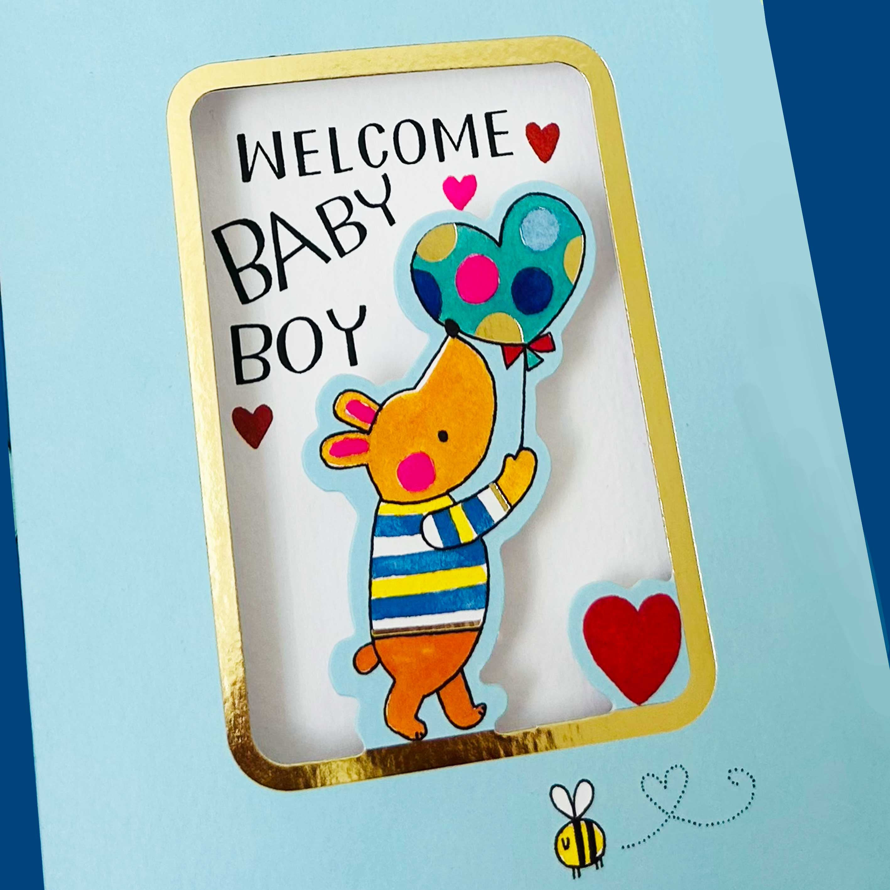 Peep - Welcome Baby Boy Card/Bear