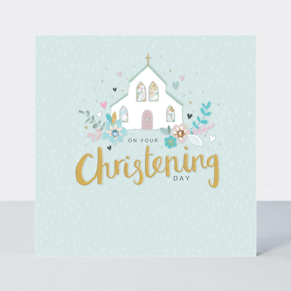 Peony - Christening Day Card - Church Floral