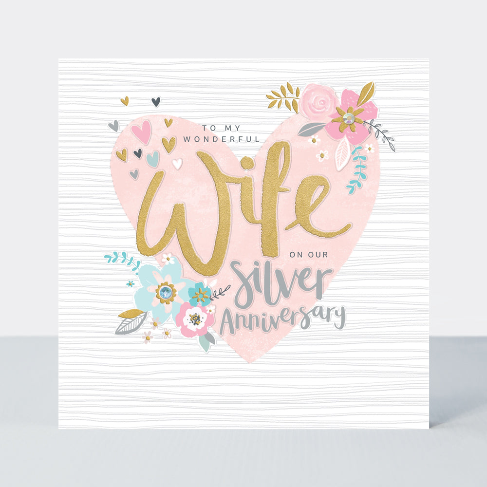 Peony - Wife Silver Anniversary Card
