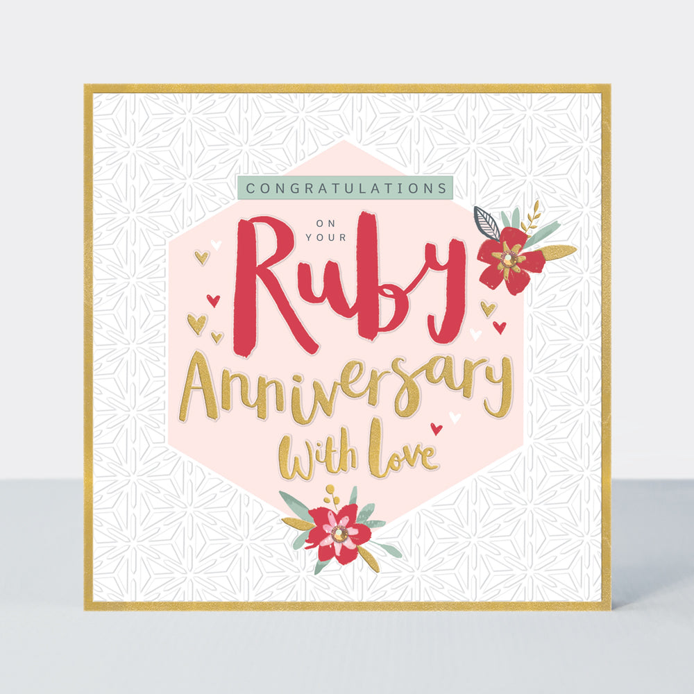 Peony - Ruby Anniversary Card