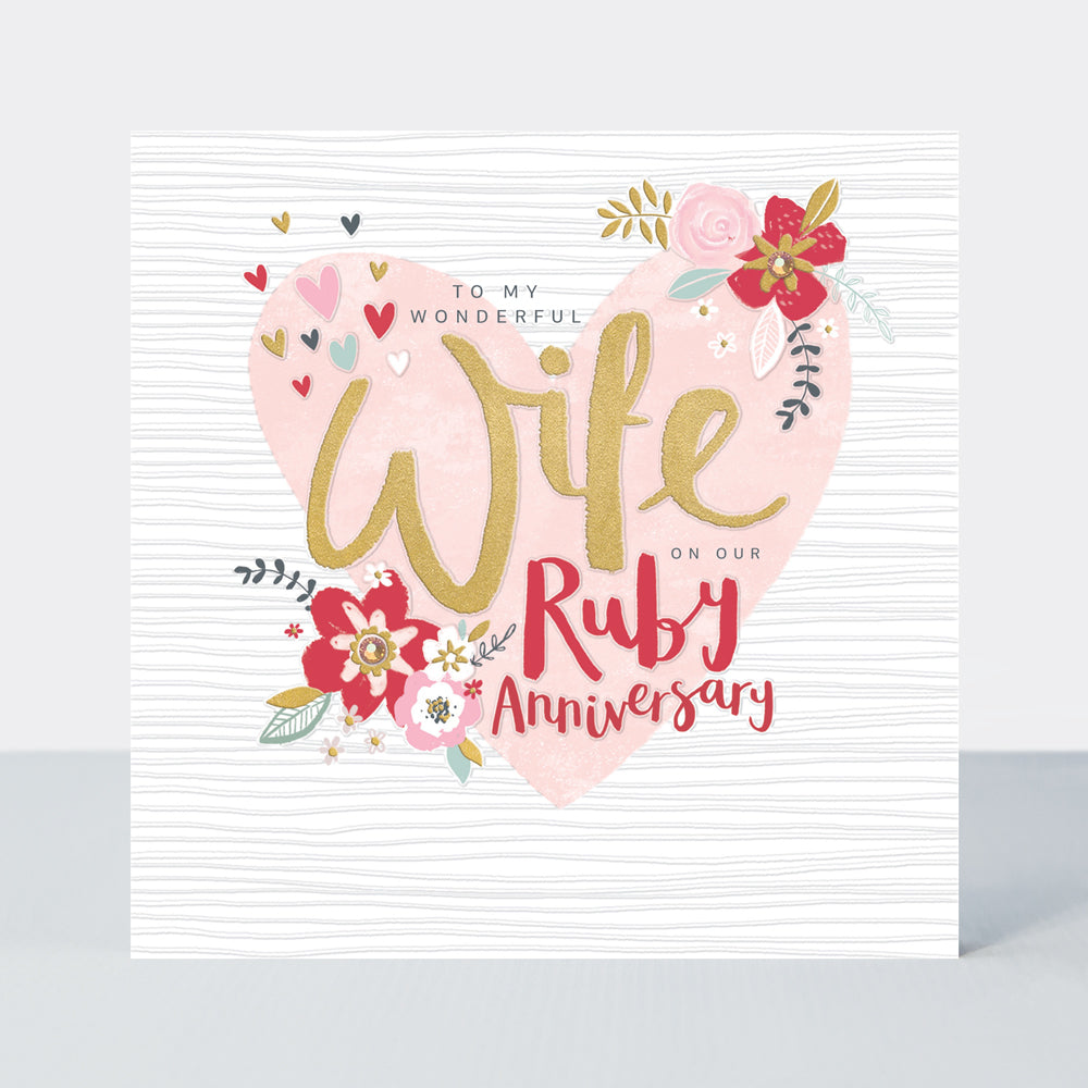 Peony - Wife Ruby Anniversary Card