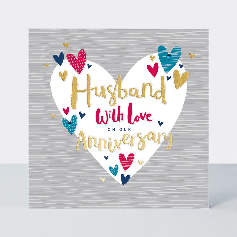 Peony - Husband with love on our Anniversary Card