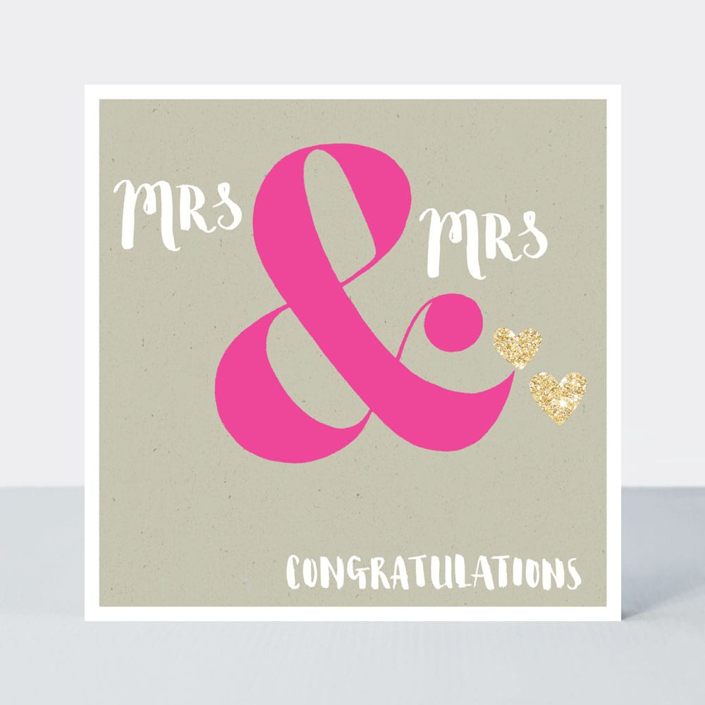 Pink Fizz - Mrs and Mrs Wedding Card