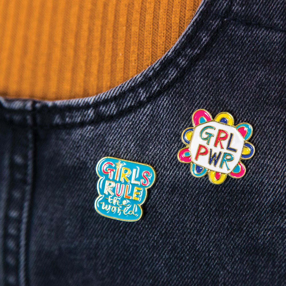 Set of Enamel Pin Badges - Girls Rule & GRL PWR