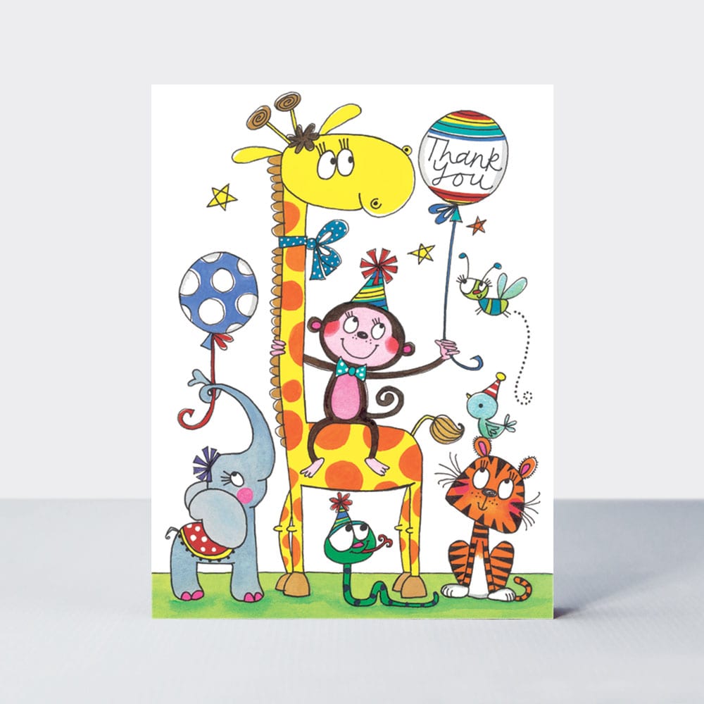 'Thank you' Jungle Animals - Pack of 5 Notecards