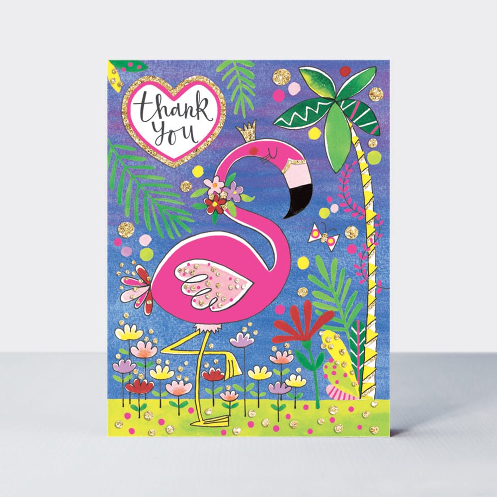'Thank you' Flamingo Pack of 5 Notecards