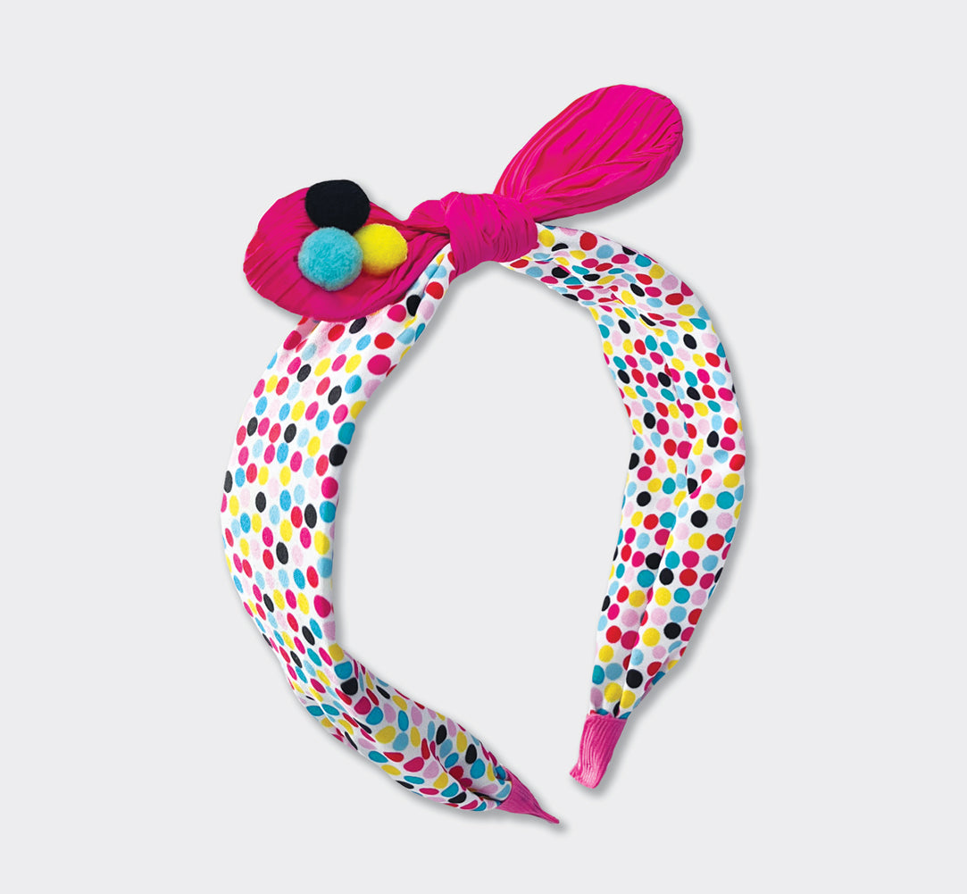 Bow Headband - Multi-Coloured Spots