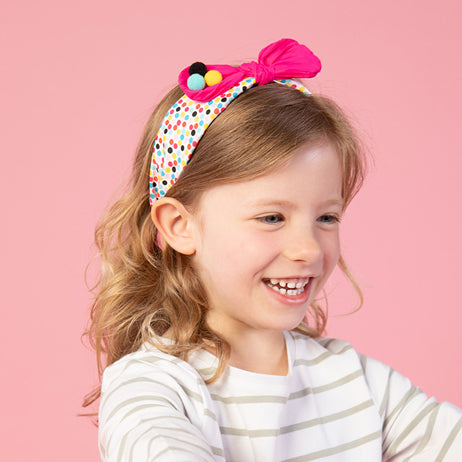 Bow Headband - Multi-Coloured Spots